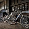 Solar energy system. The nerd center in the garage which features 48KWH of the incredible, long-lasting, safe Blue Ion 2.0 batteries. These are connected to Outback charge controllers and inverters. The whole system is fed from 10KW of thin-film Sunflare panels mounted on the roof. Also showing the two Magnum electric bikes and the polished concrete floors done by Raymond, a Maui local.